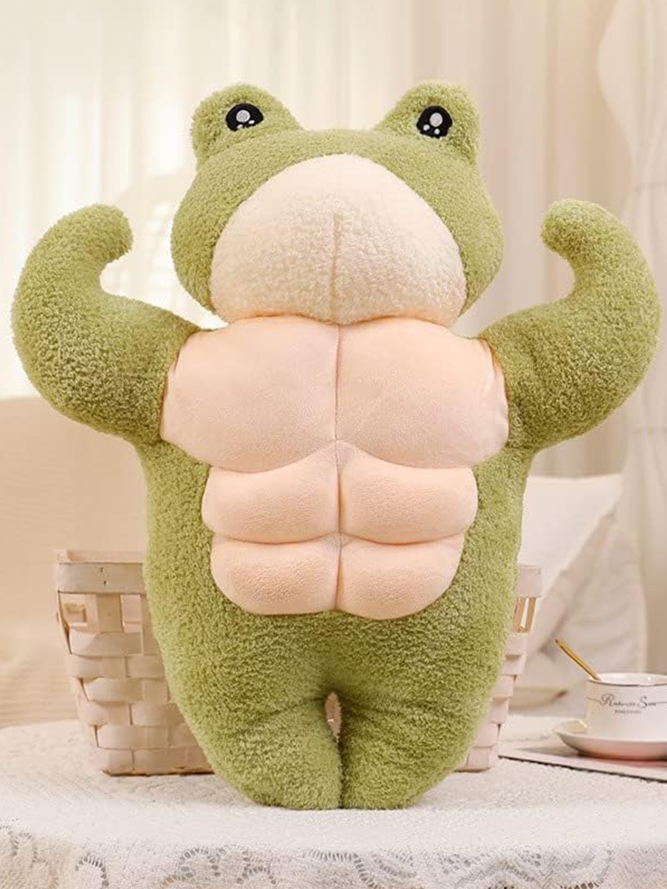 MakBak 35cm 3D Muscle Frog Plush Toy Funny Pillow Soft Frolick