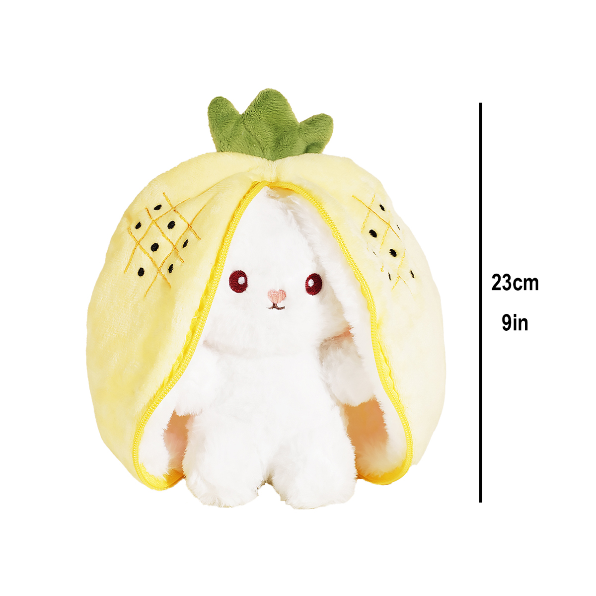MAKBAK 25cm Reversible Pineapple Yellow Floppy Ear Bunny Plush Toy-3