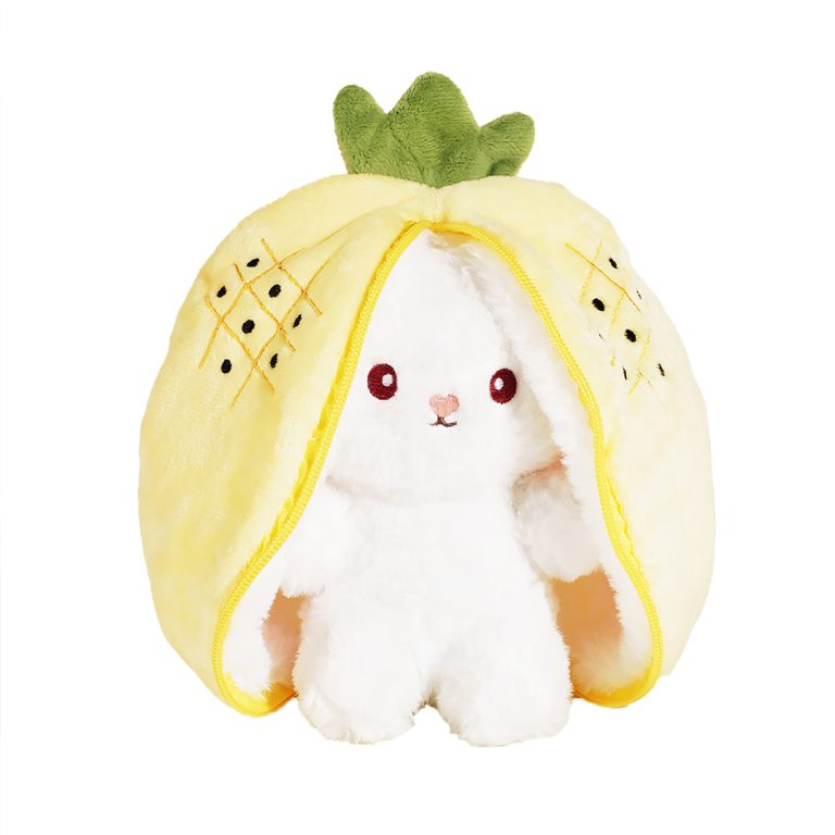 MAKBAK 25cm Reversible Pineapple Yellow Floppy Ear Bunny Plush Toy-4