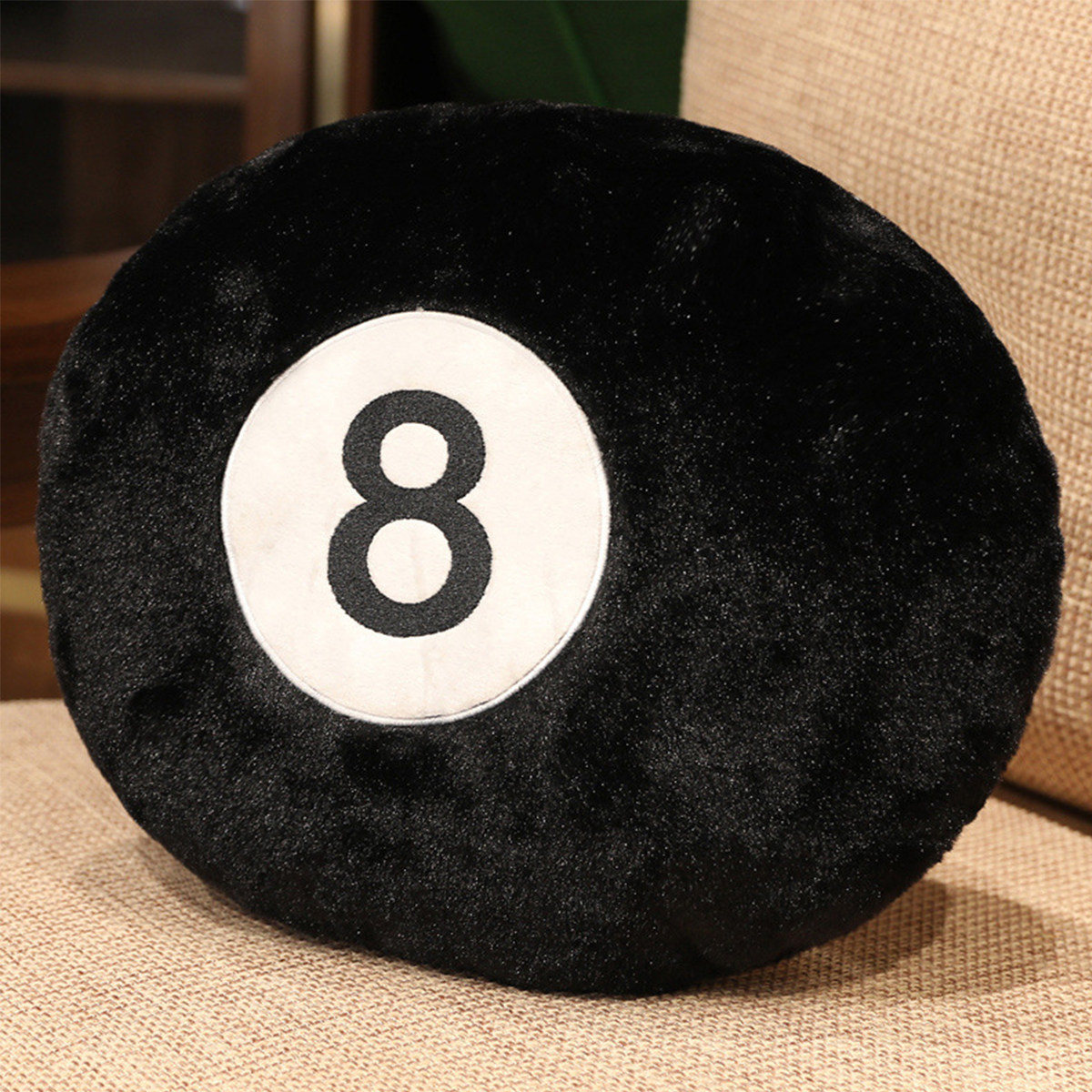 MakBak 13.78in Soft Black 8-Ball Pillow For Bedroom Sofa-2